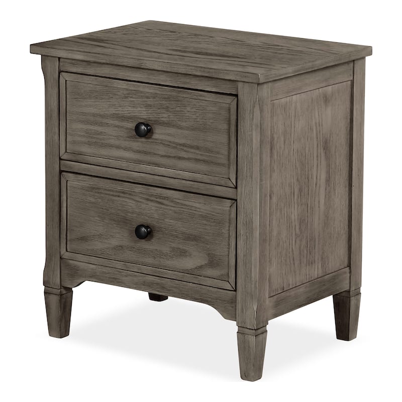Furniture of America Lanister 2-Piece Wood Wire-Brushed Warm Grey Kids Panel Bed and Nightstand Set with Trundle
