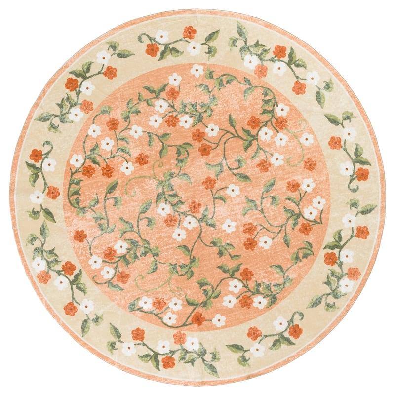 Martha Stewart Veron Machine Washable & Slip Resistant Rug - 6' Round - Rust/Gold