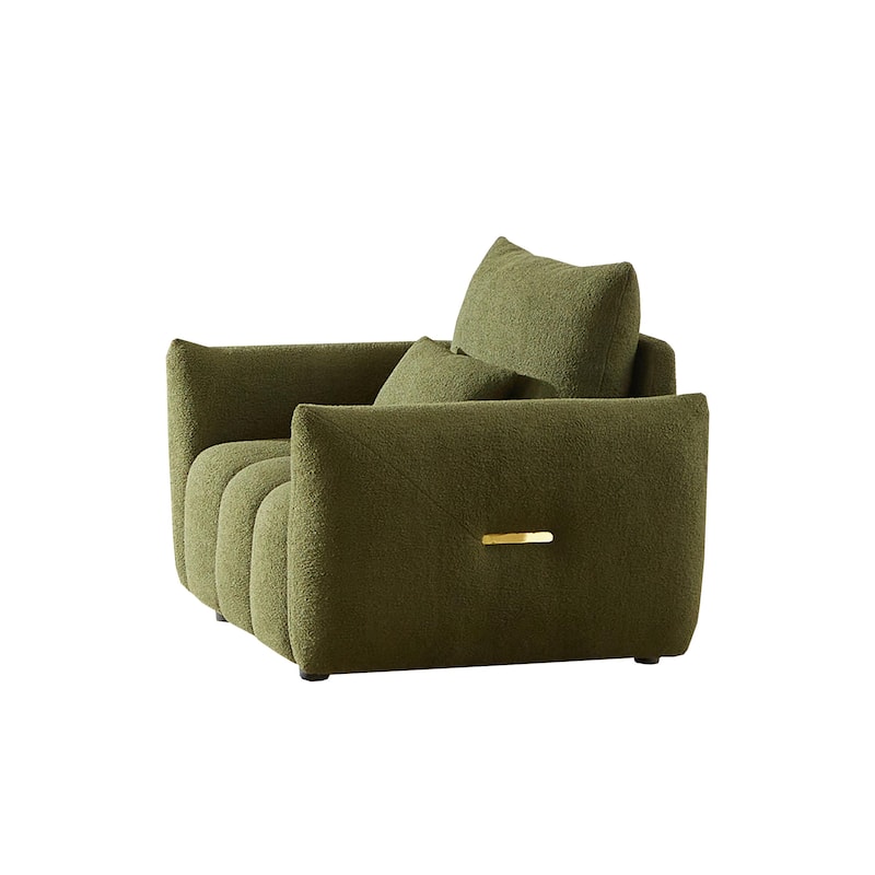 24.7 In Seat Wide Teddy Fabric Single Sofa with One Pillow