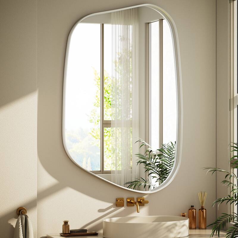 Irregular Bathroom Mirror Mirror Wall Decor - 26"x40" - White