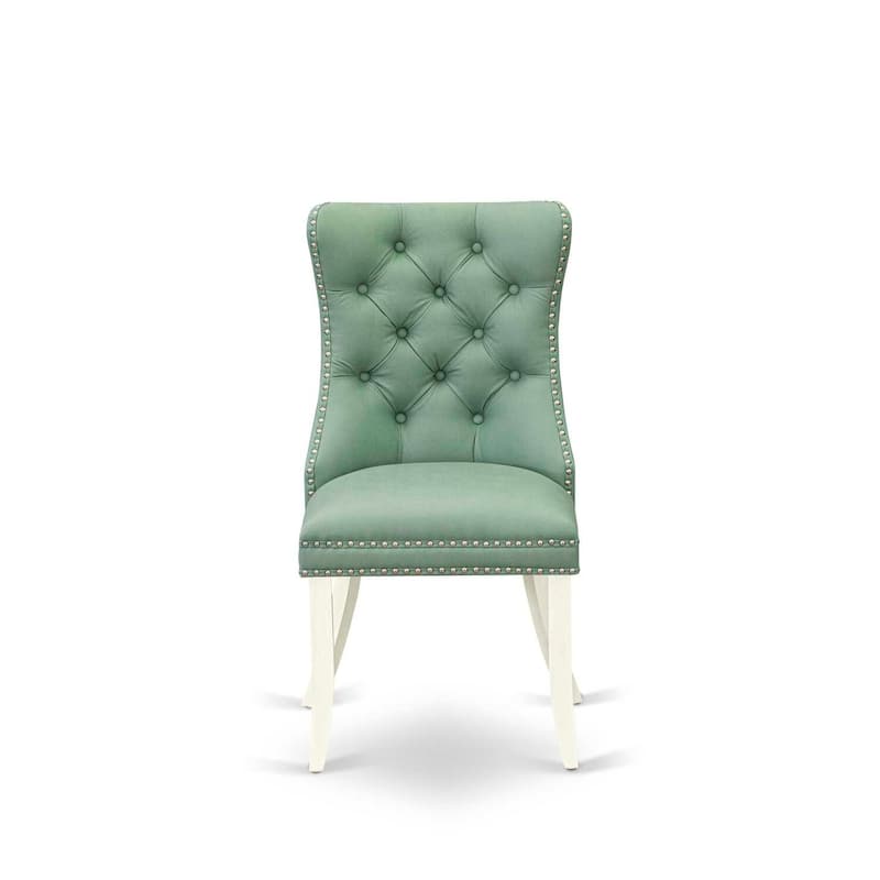 Parson Dining Chairs Set of 2 - Upholstered Padded Chairs with Nailhead Trim - Modern Kitchen Dining Room Seating