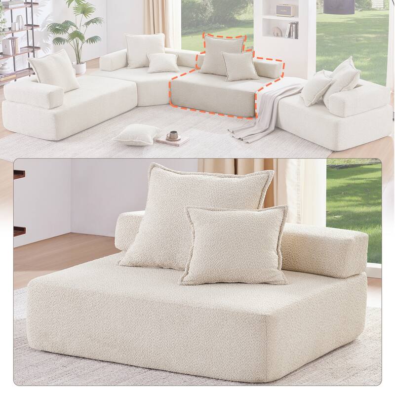 Oversized Modular U Shaped Sectional Sofa,Luxury Boucle Floor Couch,Convertible Compressed Couch,Spacious Foam-Filled Sofa