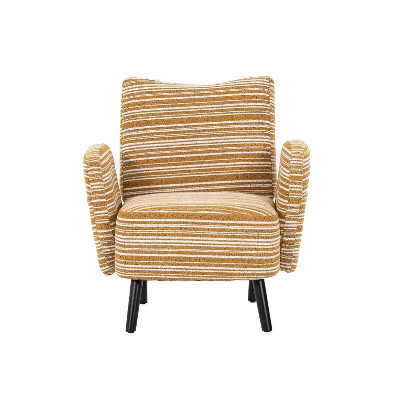 Boucle Upholstered Lounge Armchair, Reading Chair with Side Storage Pocket, Single Sofa Chair with Solid Wood Legs