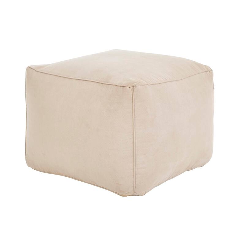 Bundle Poly-Suede Upholstered Pouf, Beige