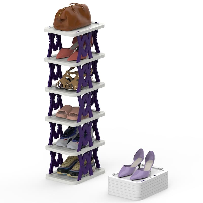 6 Tier Foldable Shoe Rack Vertical Shoe Organizer