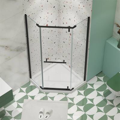 Frameless Neo-Angle Pivot Shower Door with 1/4" Tempered Glass