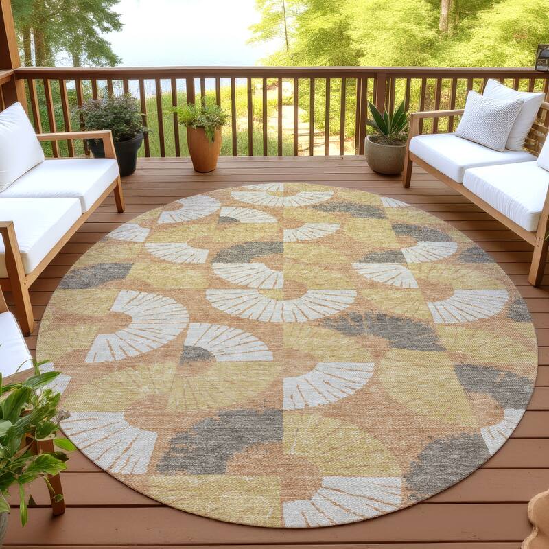Machine Washable Indoor/ Outdoor Modern Jay Chantille Rug - Copper - 8' x 8'