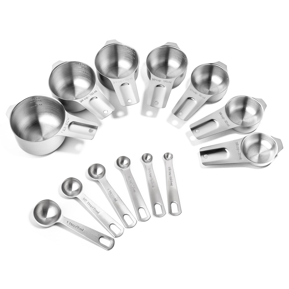 Cook's Corner 8-piece Black Stainless Steel Measuring Cup and Spoon Set -  On Sale - Bed Bath & Beyond - 10473532