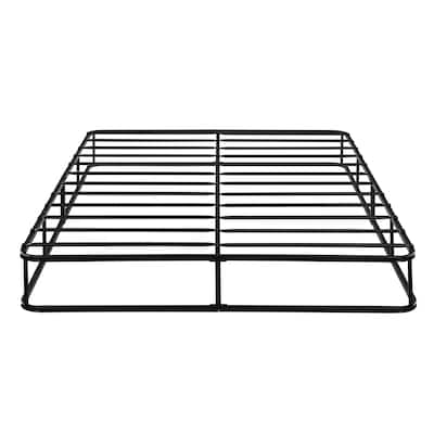 California King Size Metal Mattress Open Frame with Textured Fabric Cover and 12-Slat Support System