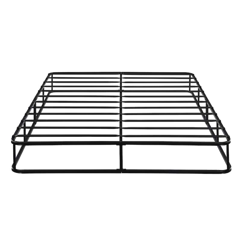 Full Size Metal Mattress Foundation with Textured Fabric Cover - 700lbs Capacity, 12 Slat Support, Easy Assembly - Black