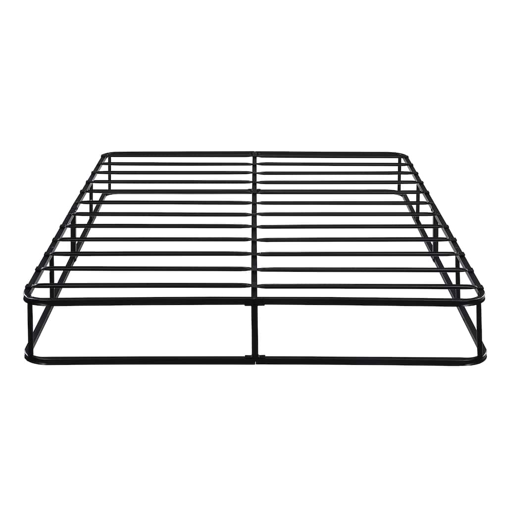 Full Size Metal Mattress Foundation with Textured Fabric Cover - 700lbs Capacity, 12 Slat Support, Easy Assembly
