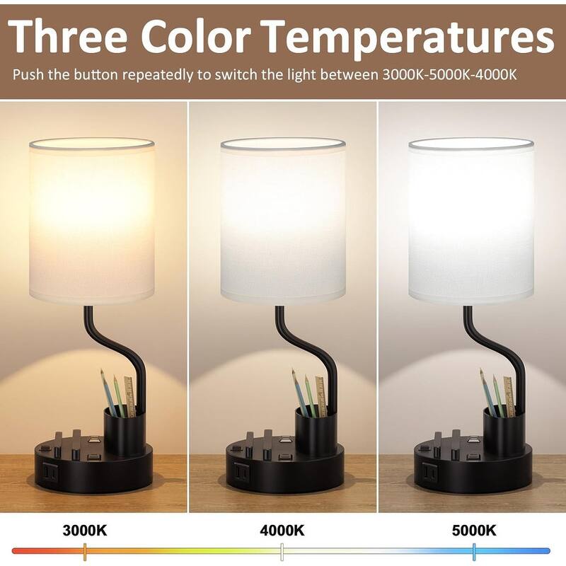 Bedside Table Lamps for Bedroom Set of 2 - Nightstand Light