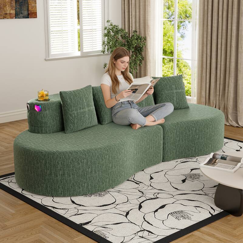 Modern Curved Sectional 3 Seat Minimalist Elegant Half Moon Sofa Compressed Modular Sectional Sofa for Living Room, Office