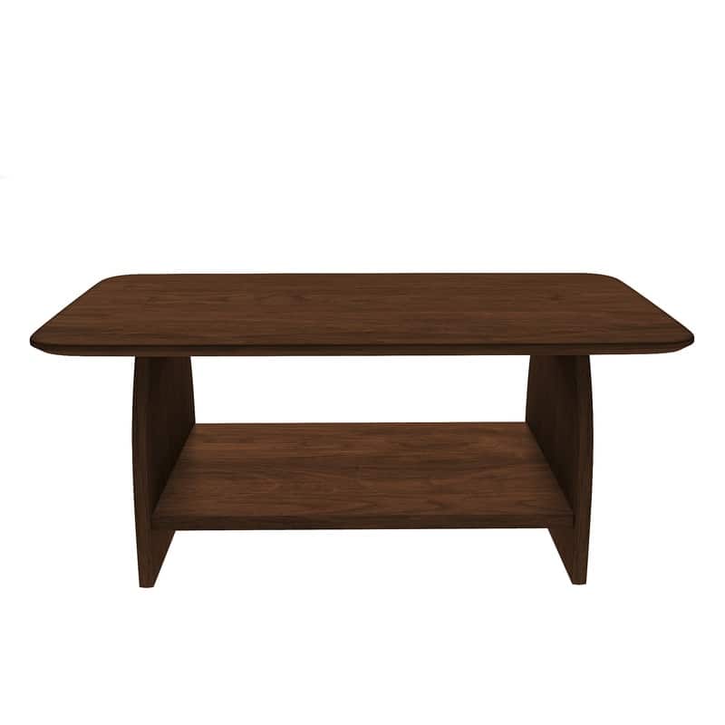 47-inch Modern Minimalist Coffee Table with Storage, Double-Layer Rectangular Design for Living Room