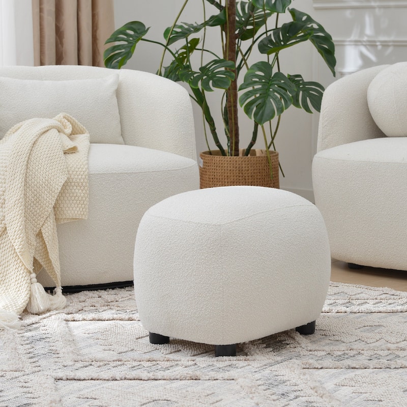 KINWELL 23" W Boucle Upholstered Footstool Ottoman Sofa Chair Footrest