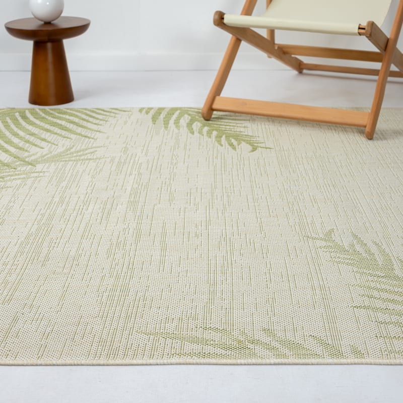 Sevita Callie Coastal Palm Fronds Tropical Indoor/Outdoor Area Rug