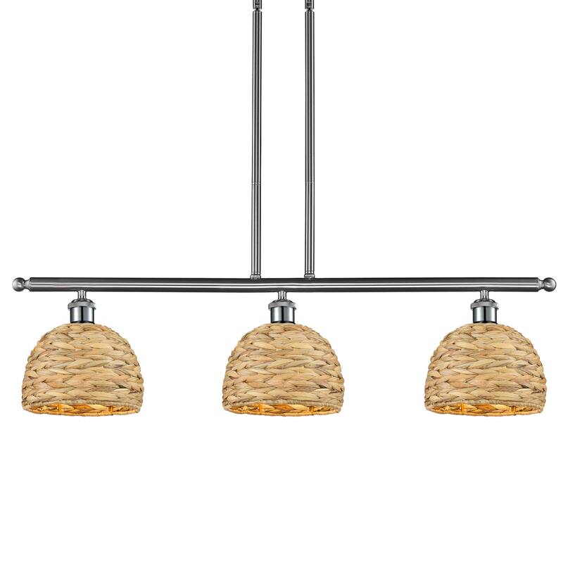Innovations Lighting 516-3I-11-36 Woven Rattan Linear Woven Rattan 3 - Satin Nickel / Natural