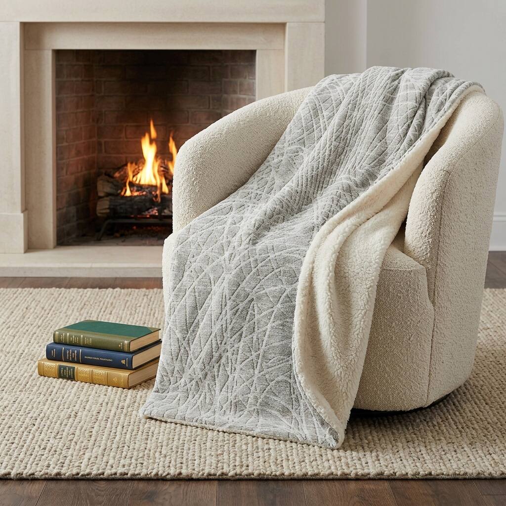 HomeRoots 50" X 70" Beige And Gray Abstract Polyester Woven Plush Throw Blanket