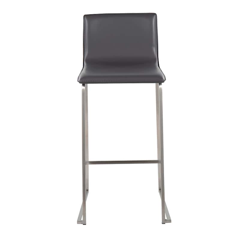 Silver Orchid Mara Upholstered Bar Stool - Set of 2 - Grey/Stainless Steel