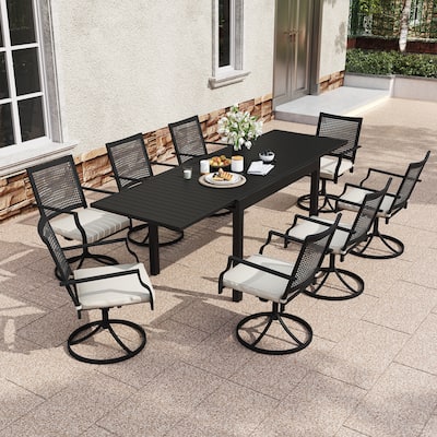 9 Pieces Outdoor Dining Set with Extendable Dining Table