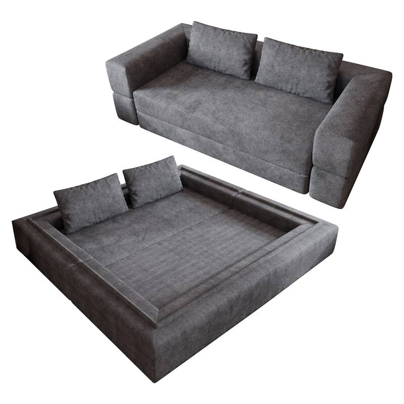 Sofa Bed with Rectangle Pillow and Cushions, Convertible Chair, Floor Couch and Sleeping Mattress, Folding
