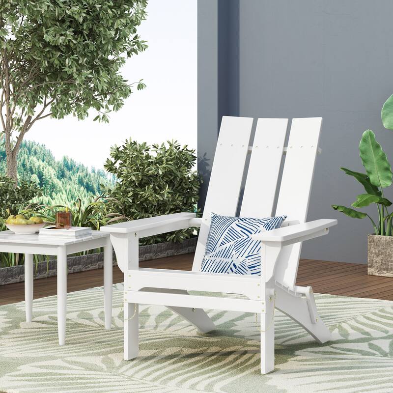 Zuma Outdoor Contemporary Acacia Wood Foldable Adirondack Chair by Christopher Knight Home - White