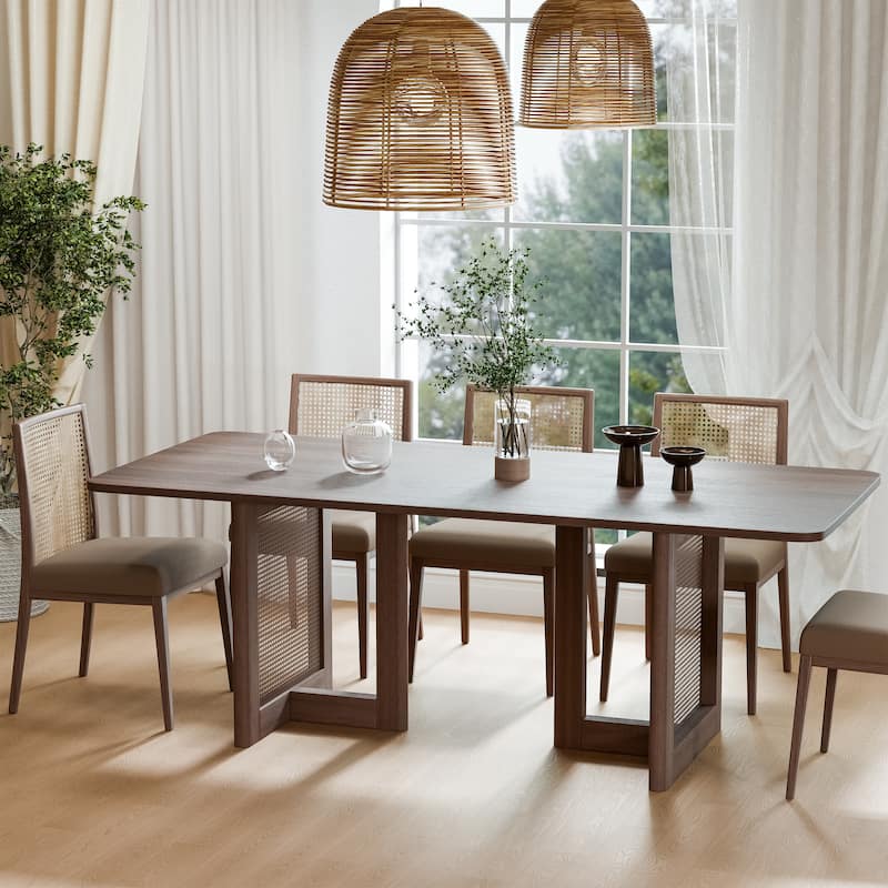 Wooakway Solid Wood 67'' Square Dining Table for 6 People Nordic style