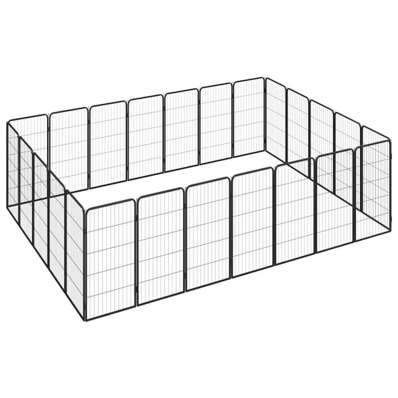 vidaXL Dog Playpen Kennel Dog Cage Puppy Pet Exercise Wire Fence Steel Black - 137.8" x 98.4" x 39.4"