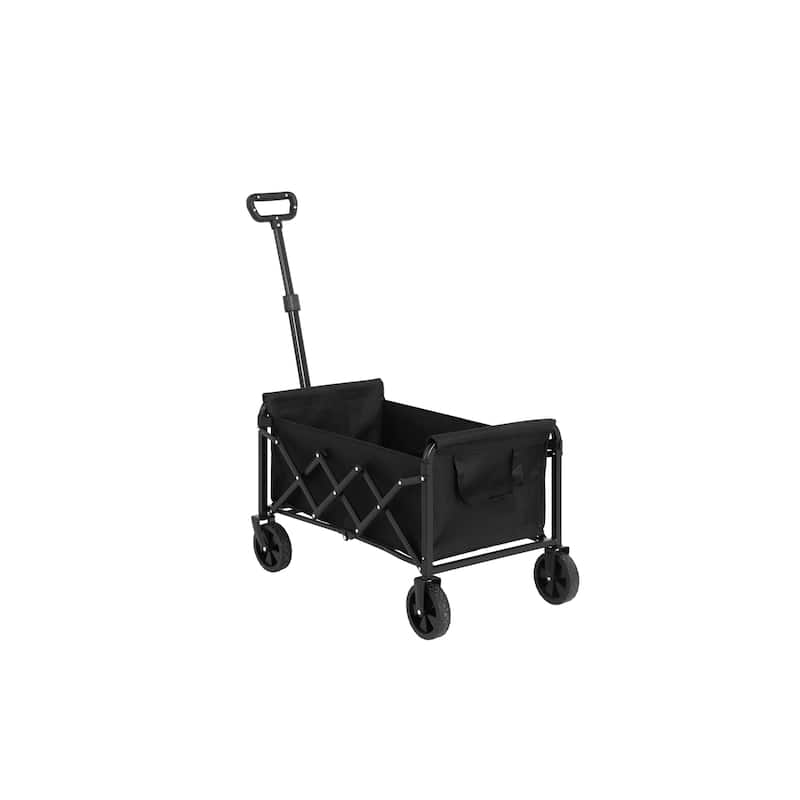 130lbs Capacity 600D Oxford Fabric Lightweight Portable Heavy Duty Collapsible Foldable Wagons with All Terrain Wheels - Black