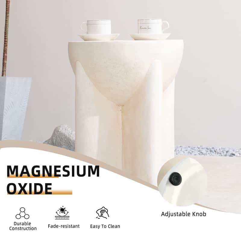 Modern Round Magnesium Oxide Side Table with Unique Legs