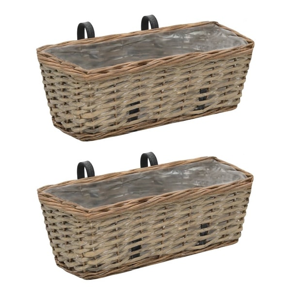 vidaXL Balcony Planter 2 pcs Wicker with PE Lining 15.7". Opens flyout.