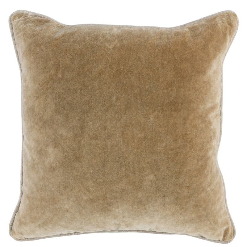 Kosas Home Harriet Velvet 18" Square Throw Pillow, Wheat