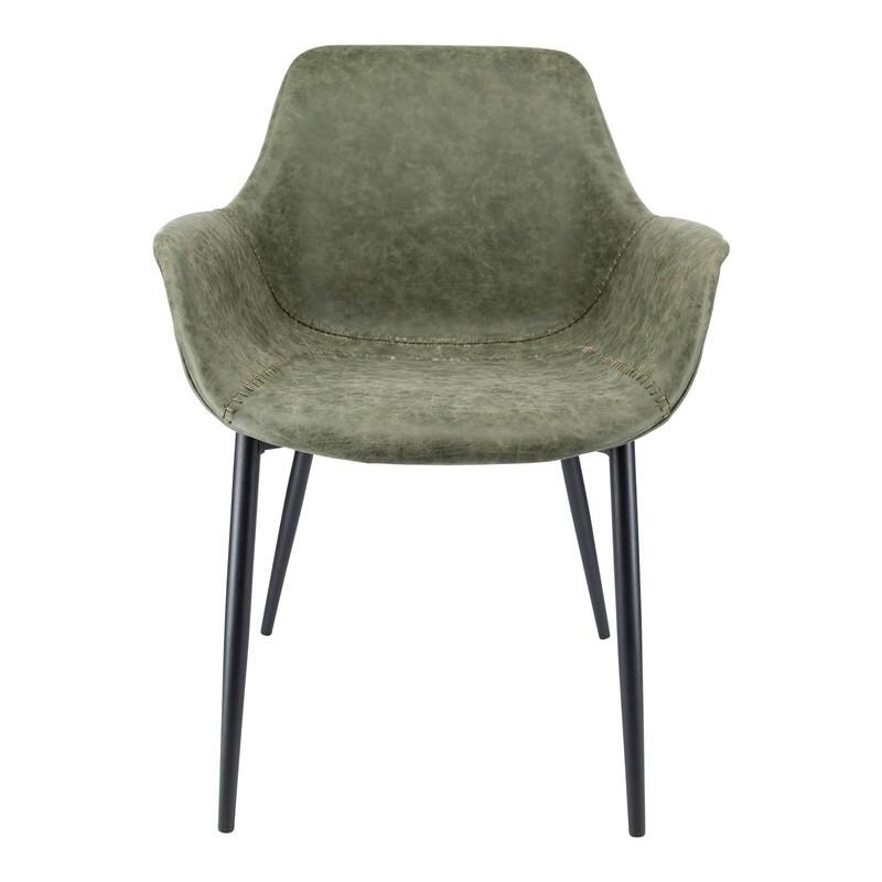 Markley Mid-Century Modern Upholstered Distressed Leather Dining Chair with Comfy Curved Seat & Strong Powder-Coated Metal Legs