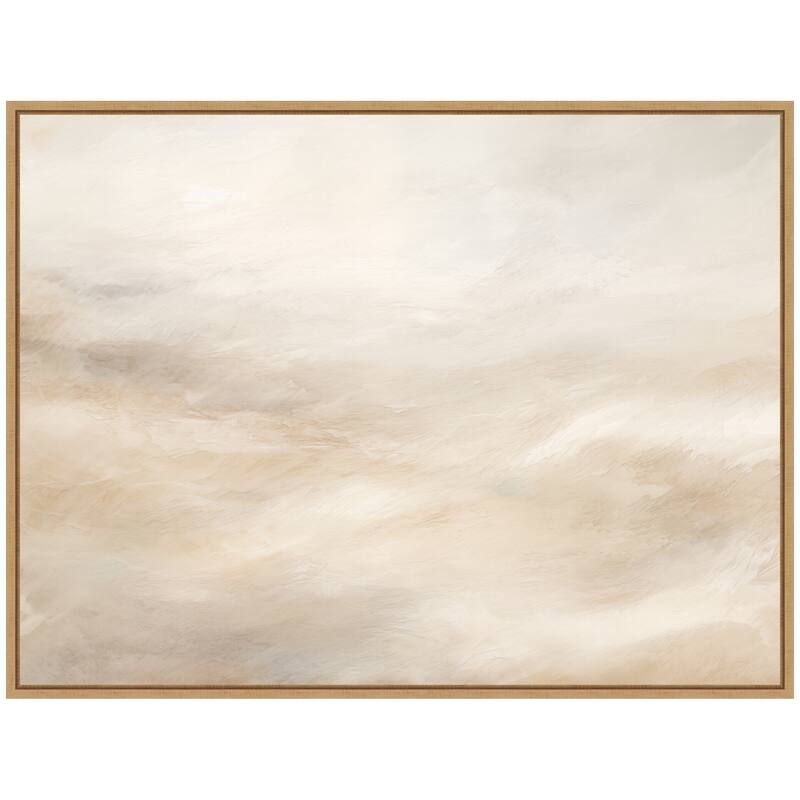 Kate and Laurel Sylvie Tonal Abstract Textural White and Beige Framed Canvas by The Creative Bunch Studio