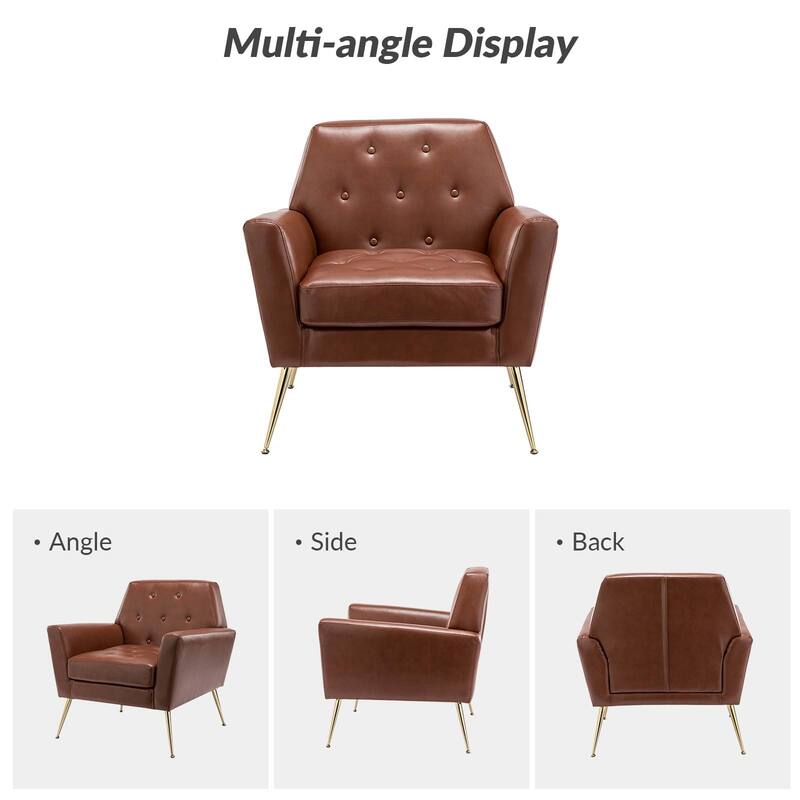 Mavortius Vintage Design Armchair with Button-tufted Back Set of 2 with Gold Legs