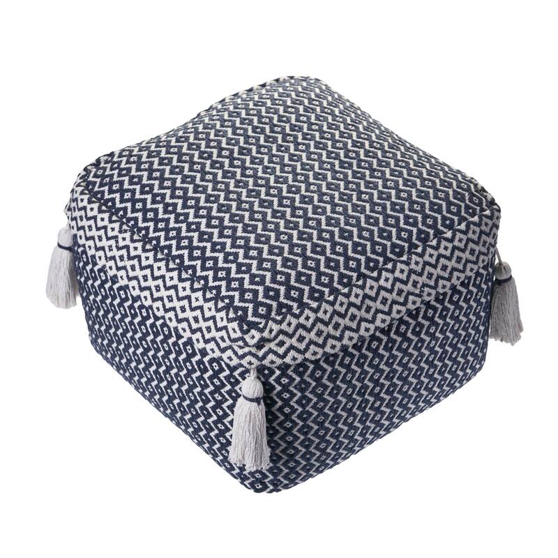 Sevita Navy and Ivory Diamond Pouf