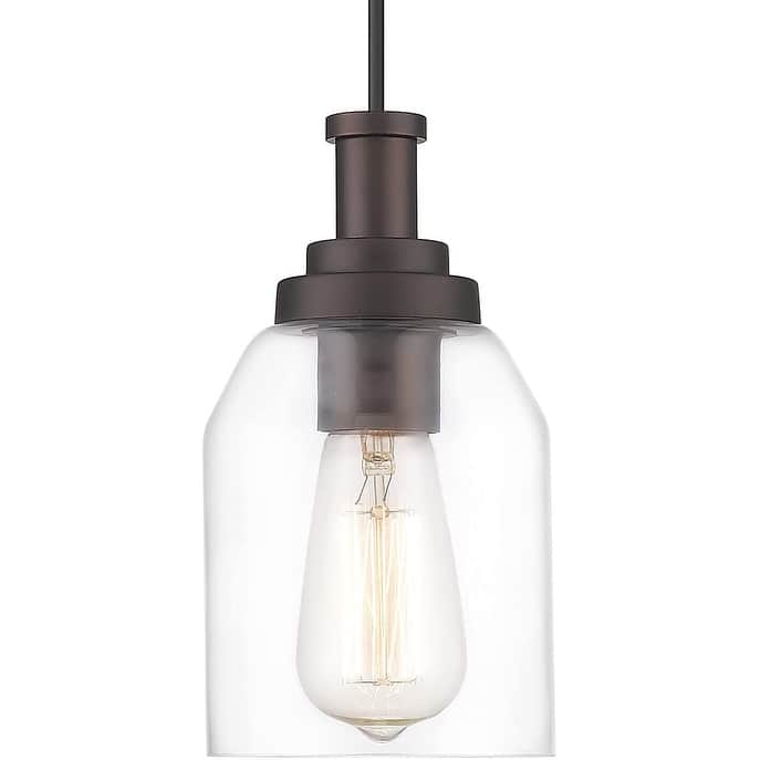 1-light Glass Pendant Light with Adjustable Cord - 1-Pack - Oil Rubbed Bronze