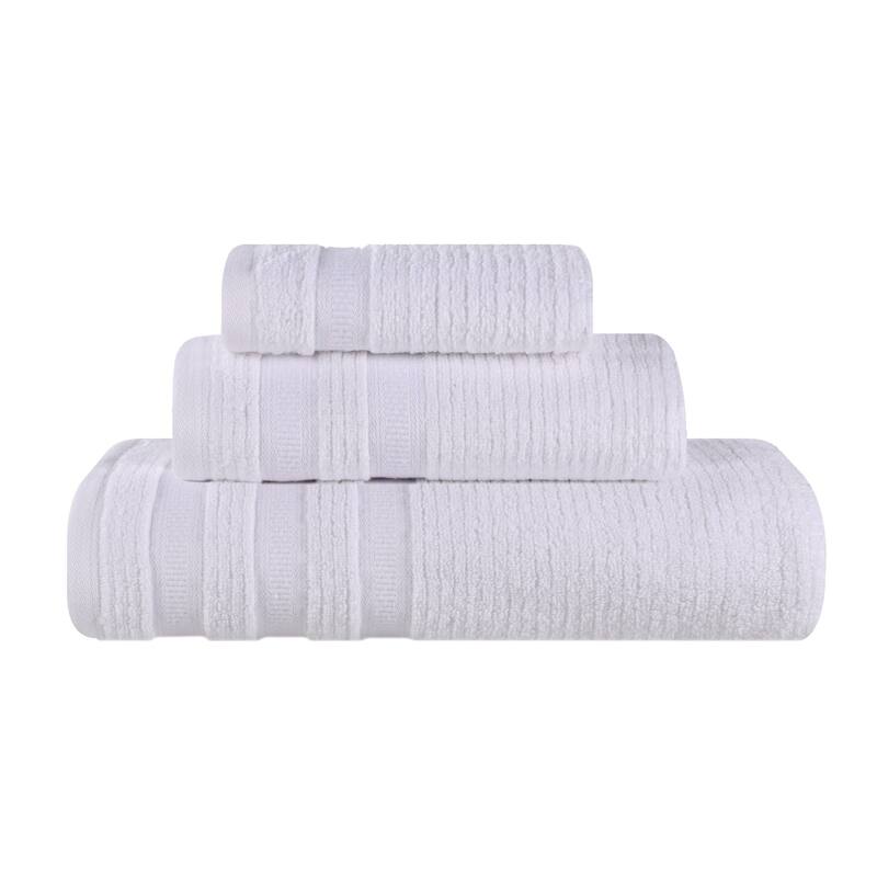 Superior Brea Zero Twist Cotton Ribbed Modern 3 Piece Bathroom Towel Set