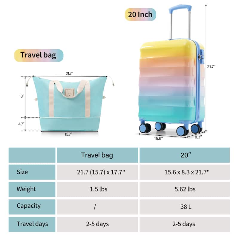 20" Carry-on Luggage with Cup Holder, Lightweight Glossy Hardshell Suitcases with Spinner Wheels and TSA Lock, for Travel