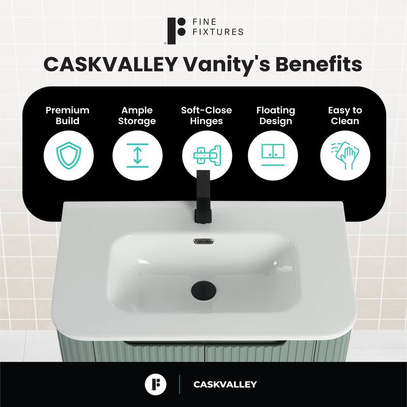 Caskvalley Modern Bathroom Vanity with Straight Fluted Design - Sink Included