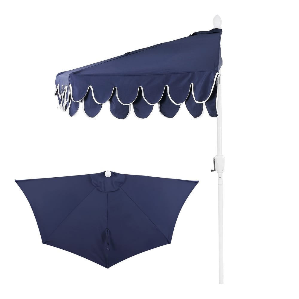 JONATHAN Y 9 ft Market Patio Half Umbrella with Crank, Tilt Button and UV Protection