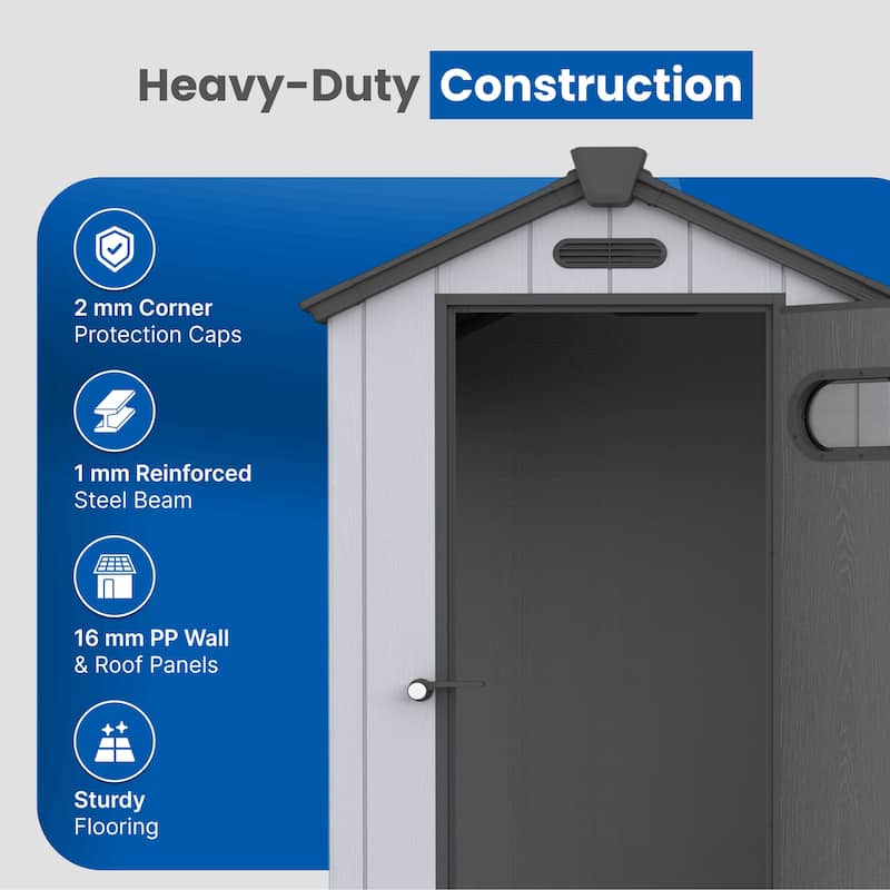ALEKO Outdoor Shed 70L x 48W inch Solar Powered Lighting Garden Tool Storage w/Floor