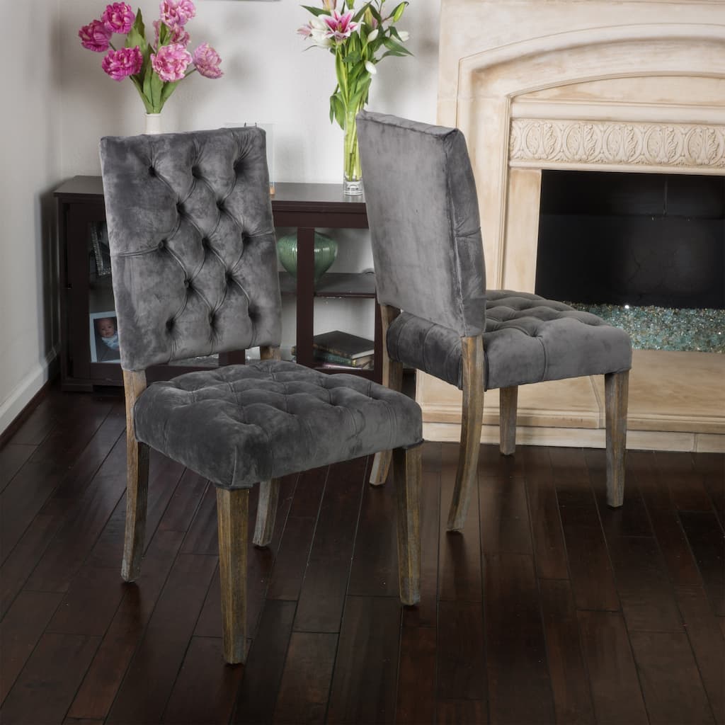 39" Modern Set of 2 Dining Chairs with Button-Tufted Backrest Seat, Solid Wood Legs for Dining Room Living Room and Bedroom