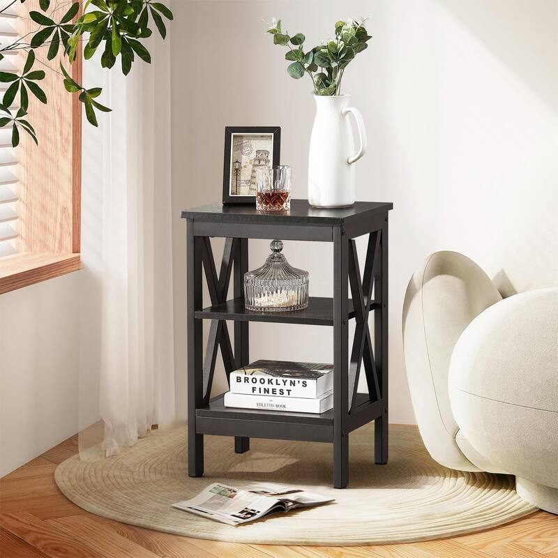 Modern Nightstand with 3-Tier Storage Shelves A Variety of Colors Are Available for Living Room, Bedroom Entrance End Table