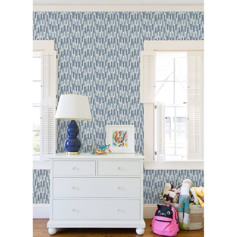 A-Street Prints Erik Blue Building Blocks Wallpaper