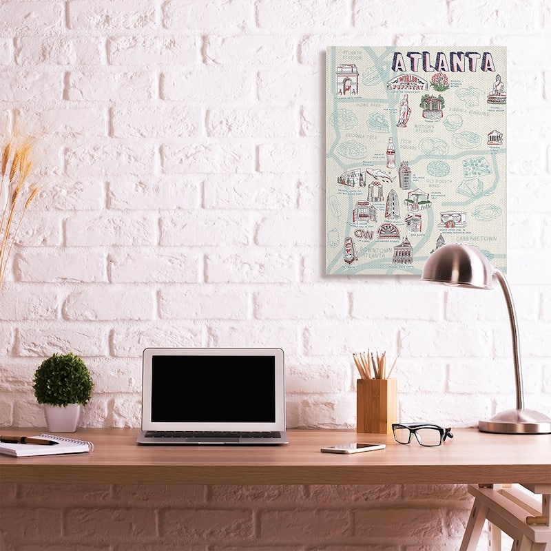 Stupell Atlanta Georgia Destination Map City Landmarks Canvas Wall Art Design By Ziwei Li