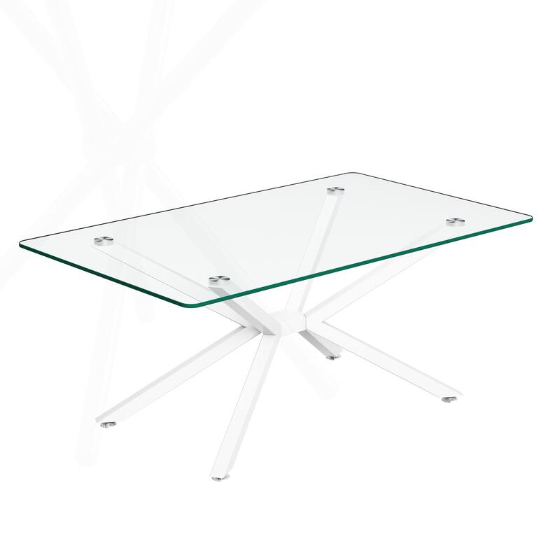 Stylish Rectangular Glass Coffee Table with Sturdy Metal Legs for Various Rooms