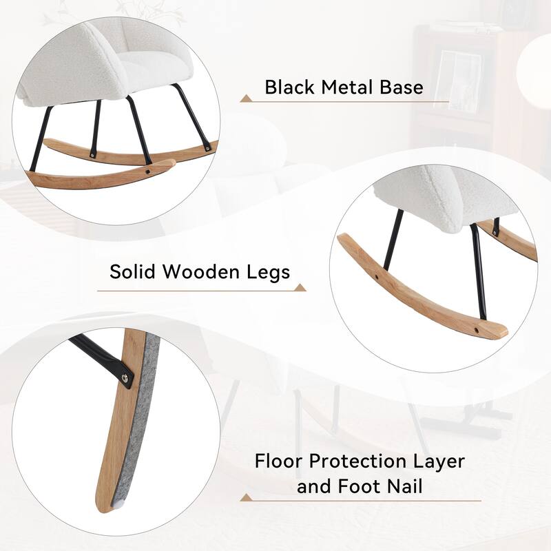 Ivory Accent Armchair Padded Chair Rocking Chair, Comfortable Office Chair Leisure Chair Lounge Chair