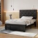 preview thumbnail 2 of 8, VECELO Bed Frame with Storage Drawers Leather Upholstered with Diamond Tufted Headboard Solid Wood Slat Support