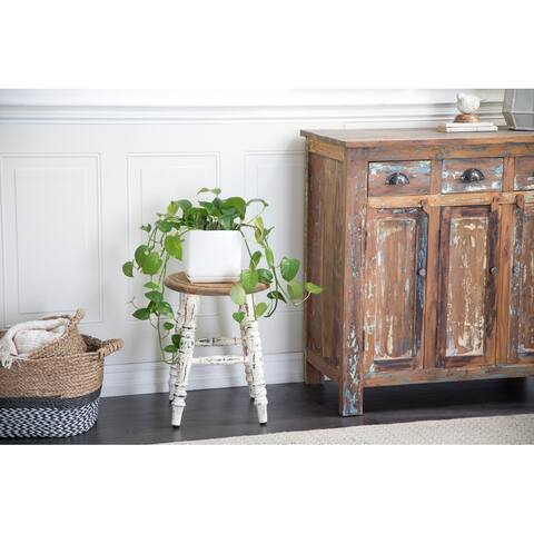 Wood Farmhouse Stool 18 x 14 x 14 - 14 x 14 x 18